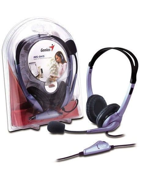 Diadema Ajustable Con Audífonos y Micrófono Con Anulación De Ruido Genius HS-04S