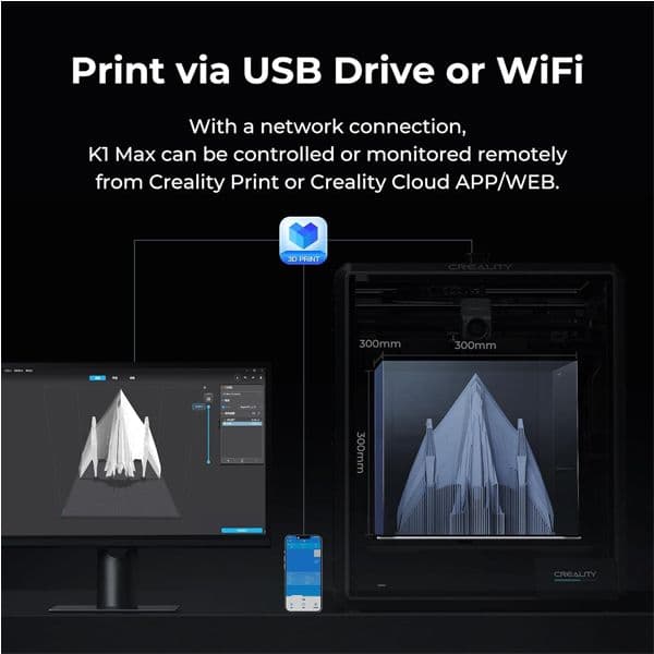 K1-MAX Impresora 3D Velocidad de impresión 600 mm/s