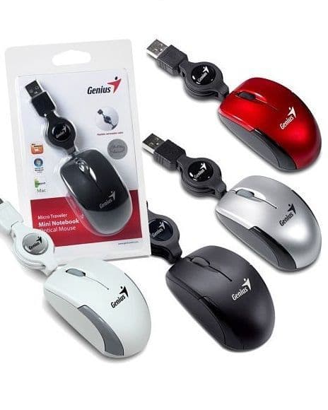 Micro Mouse Óptico USB Para Portátil Con Cable Retráctil Genius MINIMOUSERN