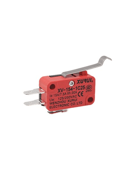 Micro Switch Con Pala Curva Mediana 3 Pines Spdt 15A125Vac XV154
